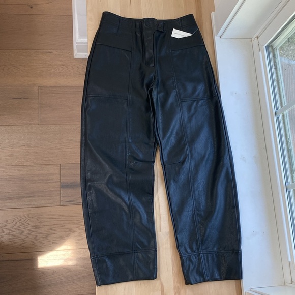 Anthropologie Pants - Maeve Smart Sport Faux Leather Barrel Pants